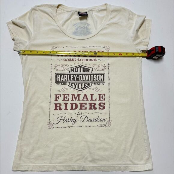 Harley Davidson Greenville SC Women’s Cream Graphic Scoop Neck Shirt Sz M - Picture 4 of 10